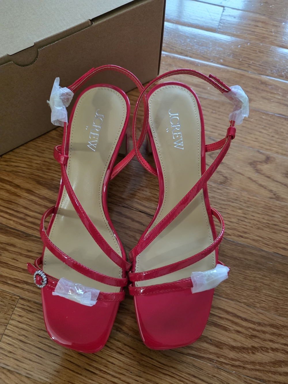 J. Crew Bright Red Patent Strappy Sandals - Picture 2 of 12